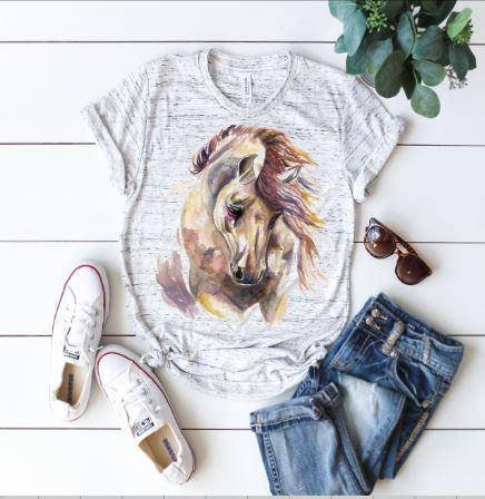 Watercolor beautiful chestnut horse design.  Bella Canvas T-shirt