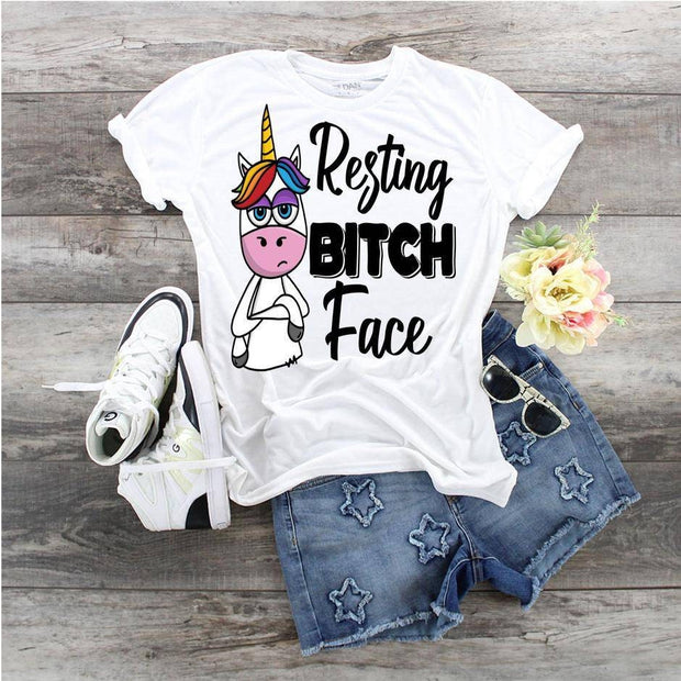 Resting Bitch Face Unicorn  design t-shirt