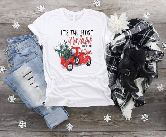 Christmas It's The Most Wonderful Time Of The Year Red Truckt-shirt