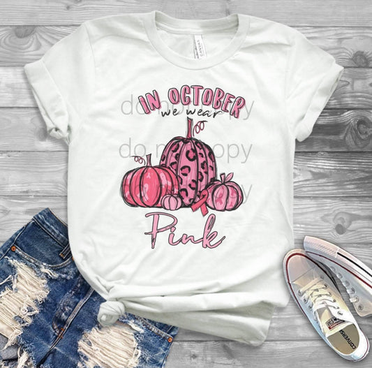 In October We Wear Pink, Pumpkins. Pink Pumpkins, Breast Cancer Awareness, Pink Ribbon Breast Cancer, Cancer Awareness shirt, Unisex tee