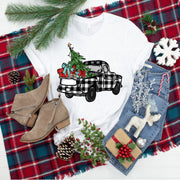 Plaid Truck with Christmas Tree design t-shirt