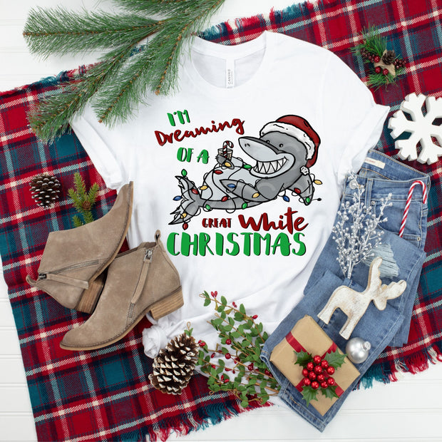 I'M Dreaming Of A Great White Shark Christmas .. design t-shirt