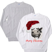 Mooey Christmas Cow, sweatshirt crew neck, Christmas Cow, Mooey Christmas, Santa Cow, Cow Christmas, Love Cows, Cow gift,  Cute Cow Xmas