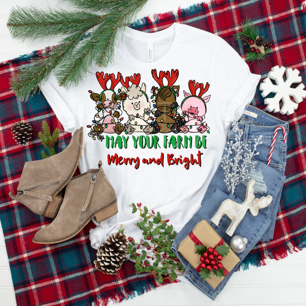 May Your Farm Be Merry and Bright Farm Animals... design t-shirt