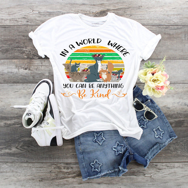 In A World Where You Can Be Anything. Be Kind, Be Kind Cats, Be Kind Cats shirt, Cat Lover gift, Cute Be Kind shirt, Cat mom shirt,  Be kind