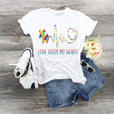 April Is Autism Awareness Month Love Needs No Words design t-shirt