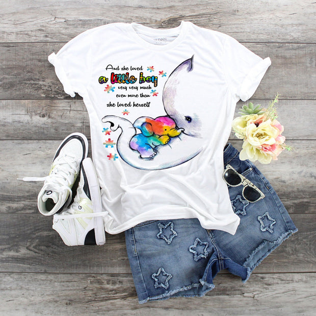 Autism Awareness And She Loved A Little Boy elephant t-shirt