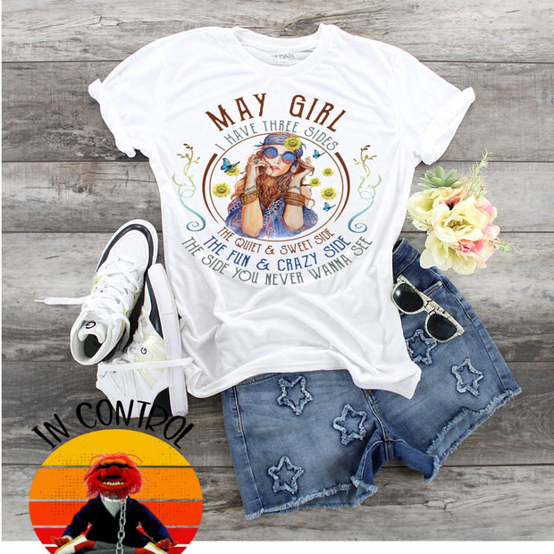 May Girl Birthday's All Months Available , zodiac tshirt, I Have 3 sides shirts, Birthday shirt, Born in May woman, Birthday queen, May lady