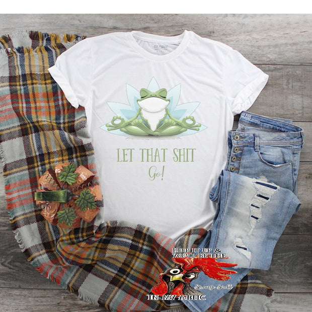 Let's That Sit Go Yoga Frog Namaste design t-shirt