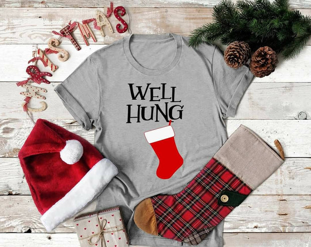 Men's Christmas Stocking Well Hung Bella Canvas tshirt
