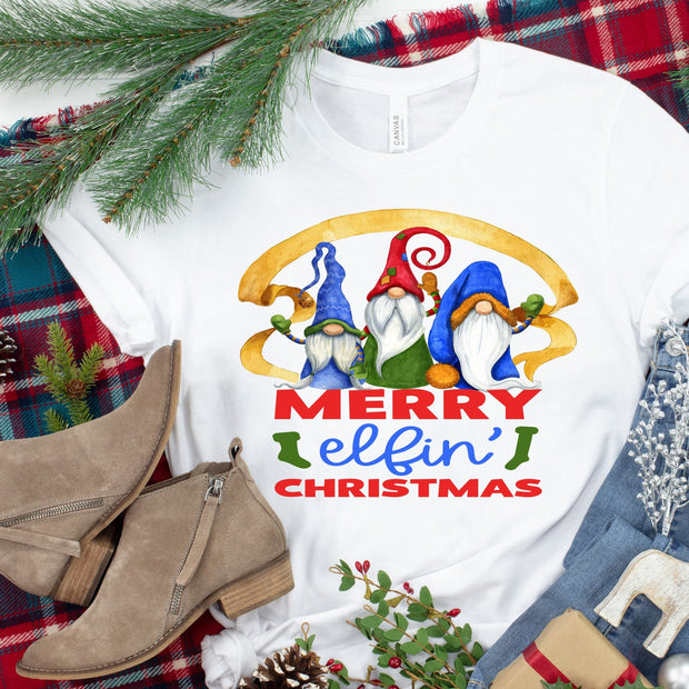 Christmas Gnomes, Merry Elfin Christmas, Christmas Elf's shirt, Cute Gnomes, Gnome Christmas Shirt. Funny Elf Christmas Tee, Merry Elfs,
