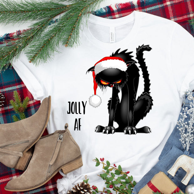 Christmas Angry Grumpy Cat Jolly AF.. t-shirt