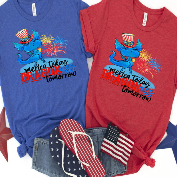 Merica Today Dragon Ass Tomorrow, 4th Of July Dragon, Ladies Dragon shirt, Men's Dragon shirt, July 4th shirt, Merica Dragon, Dragon ass,