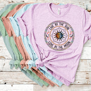 Live By The Sun Love By The Moon circle design, Moon lover shirt, sun and moon, boho sun and moon, Sun shirt, Moon shirt, sun and moon art,