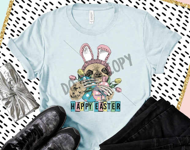 Easter, Easter Sloth, Bunny Ear Sloth, Cute Sloth, Easter Eggs Sloth, Easter Flower Sloth, Cute Sloth Tee, Sloth Lover, Gift for Her, Sloth