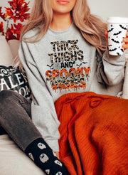 Thick Thighs And Spooby Vibes, Halloween Sweatshirt, Crewneck, Halloween shirt, Spooky Lady, Spooky Girl, Love Halloween, Spooky Mamma