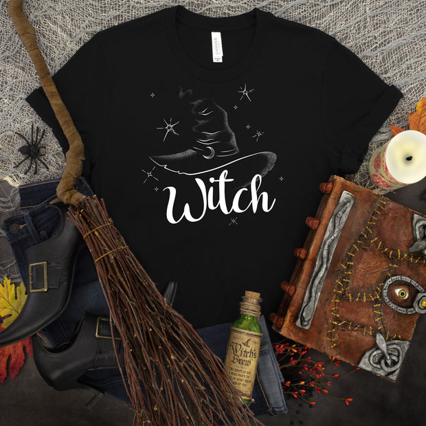 Witch, Witch Hat tee, Witch Tee, With with stars, Black Witch Hat, Halloween shirt, Halloween tee, Halloween Witch, Halloween, Wiccan, Pagan
