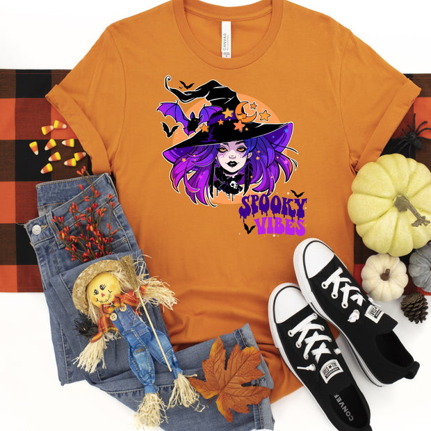Spooky Vibes, Spooky Witch, Let's Get Spooky, Retro Ghost, Spooky Vibes Witch, Halloween tee, Pretty Witch tee, Witch Lover, Witches shirt,