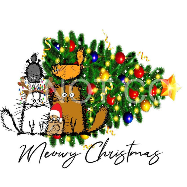 Funny Multiple Cats, Christmas Tree, Meowy Christmas Tree, Funny Cats Tree, Digital Download, PNG Direct to garment png, Sublimation