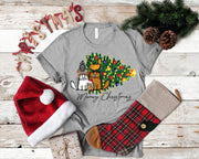 Funny Multiple Cats, Christmas Tree, Meowy Christmas Tree, Funny Cats Tree, Digital Download, PNG Direct to garment png, Sublimation