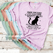 Salem Sanctuary For Wayward Cats, Ferals and Familiars Welcome,  Est 1692, We Love Black Cats, Cat Lover Tee, Witch Familiar, Feral Cats tee