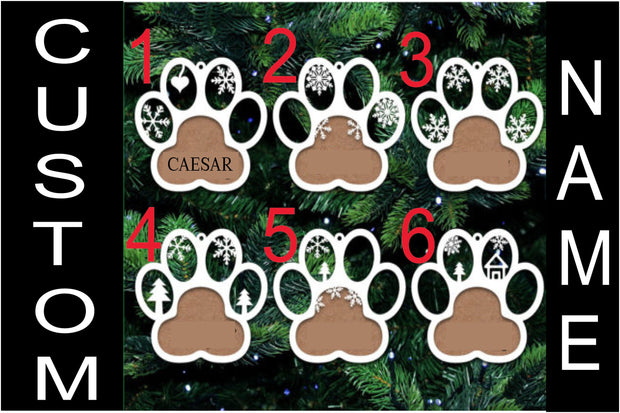 Dog Paw Ornament, Dog Christmas Ornament, Custom Dog Name , Custom Dog Name Ornament, Yule Tree Ornament, Christmas Tree Ornament, Cat Paw
